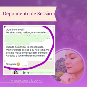 "Estou muito melhor, mais focada. Quanto ao pânico já tem 2 coisas que consegui fazer bem tranquilo."